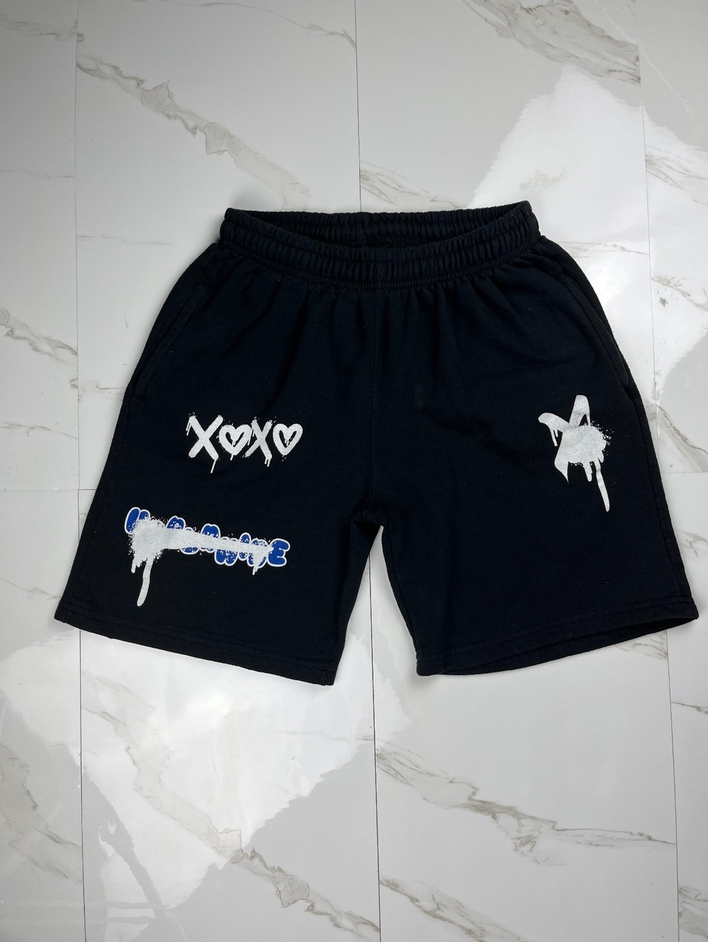 Black Shorts Size M with Graphic Prints